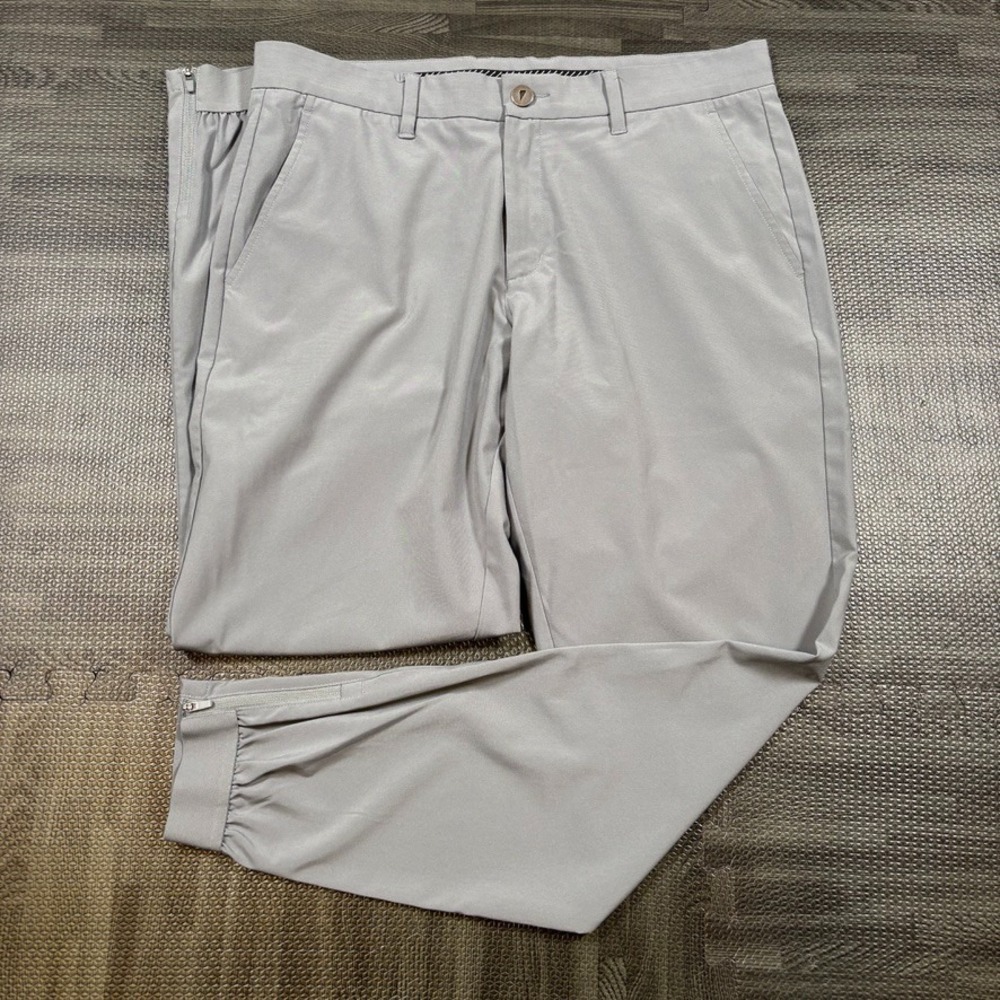 Primo Pants Mens 33x29 Gray Golf Joggers Athletic Performance Ankle Zip Chino